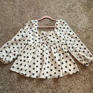 Grace Black and Off-white Floral top